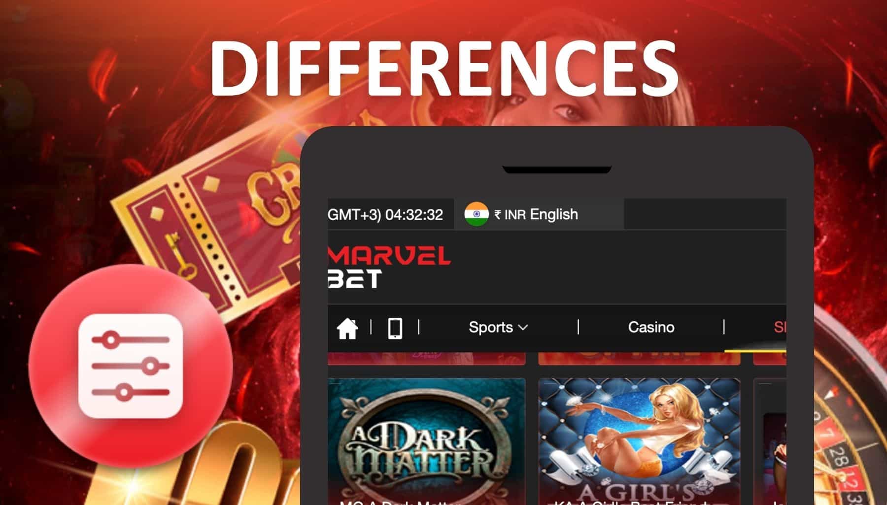 Marvelbet India Application and web Differences