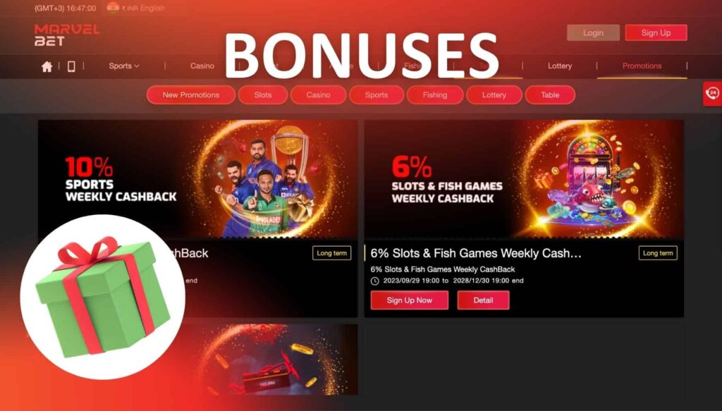 Marvelbet India Bonuses and Promotions review