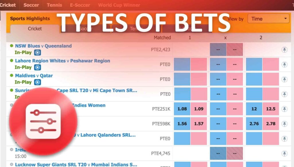 Marvelbet India site Types of Bets overview