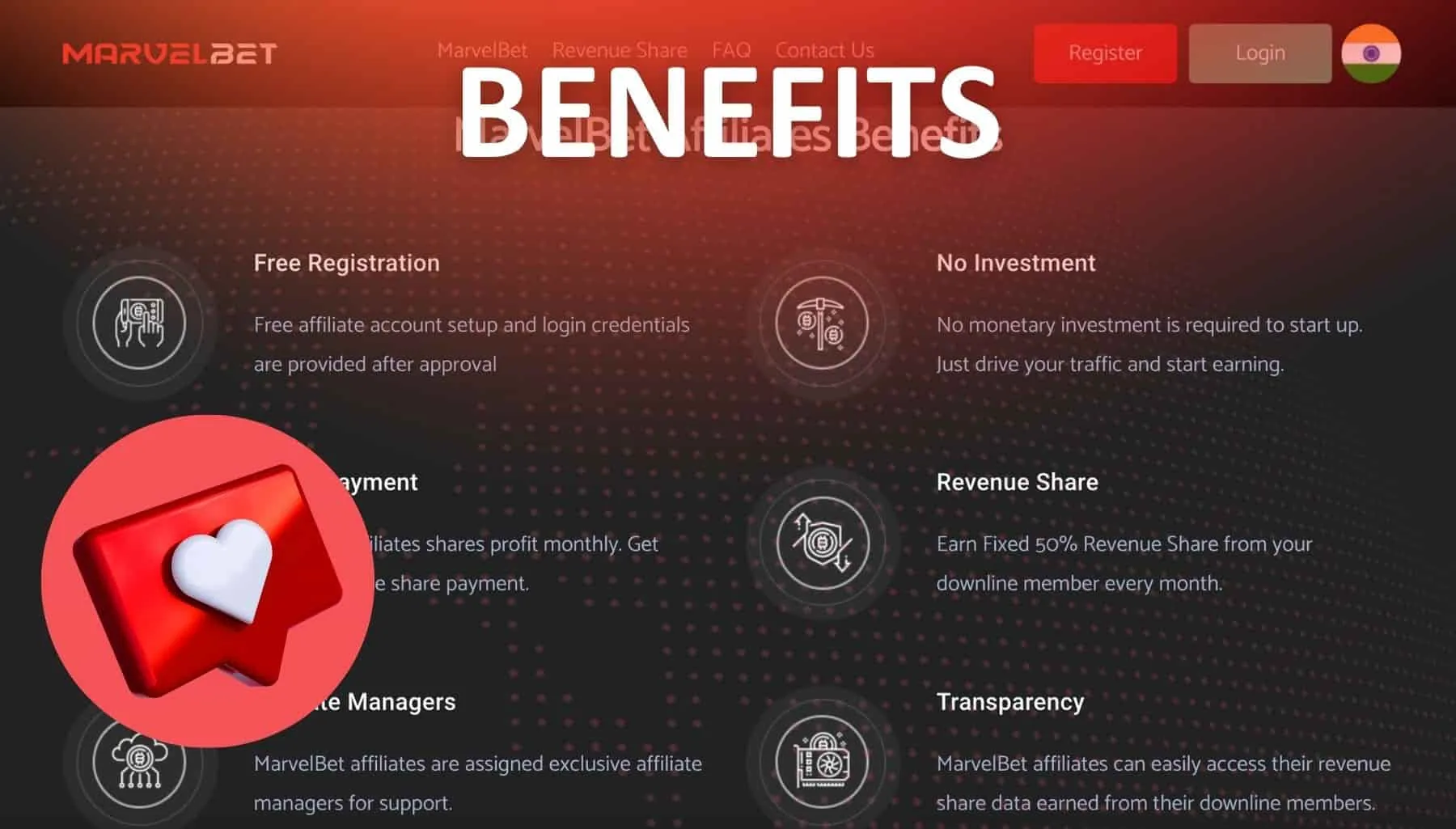 Marvelbet India affiliates benefits overview